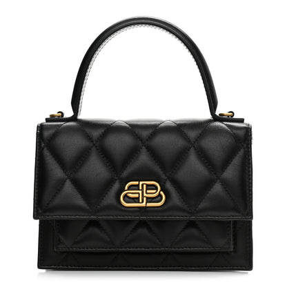 Balenciaga Nappa Calfskin Quilted XS Sharp Top Handle Bag Black 1 of 11