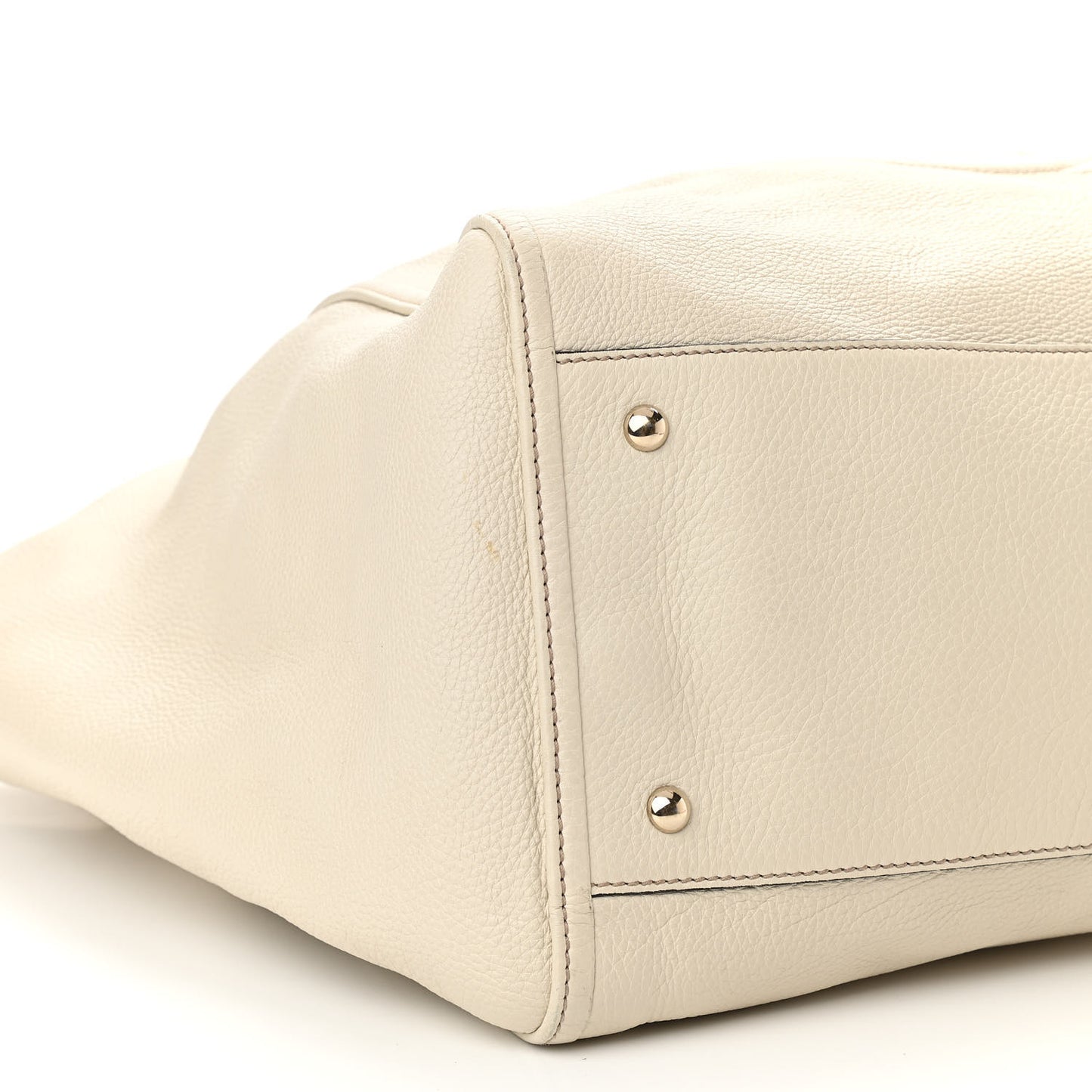 Pebbled Calfskin Large Soho Shoulder Bag Off White