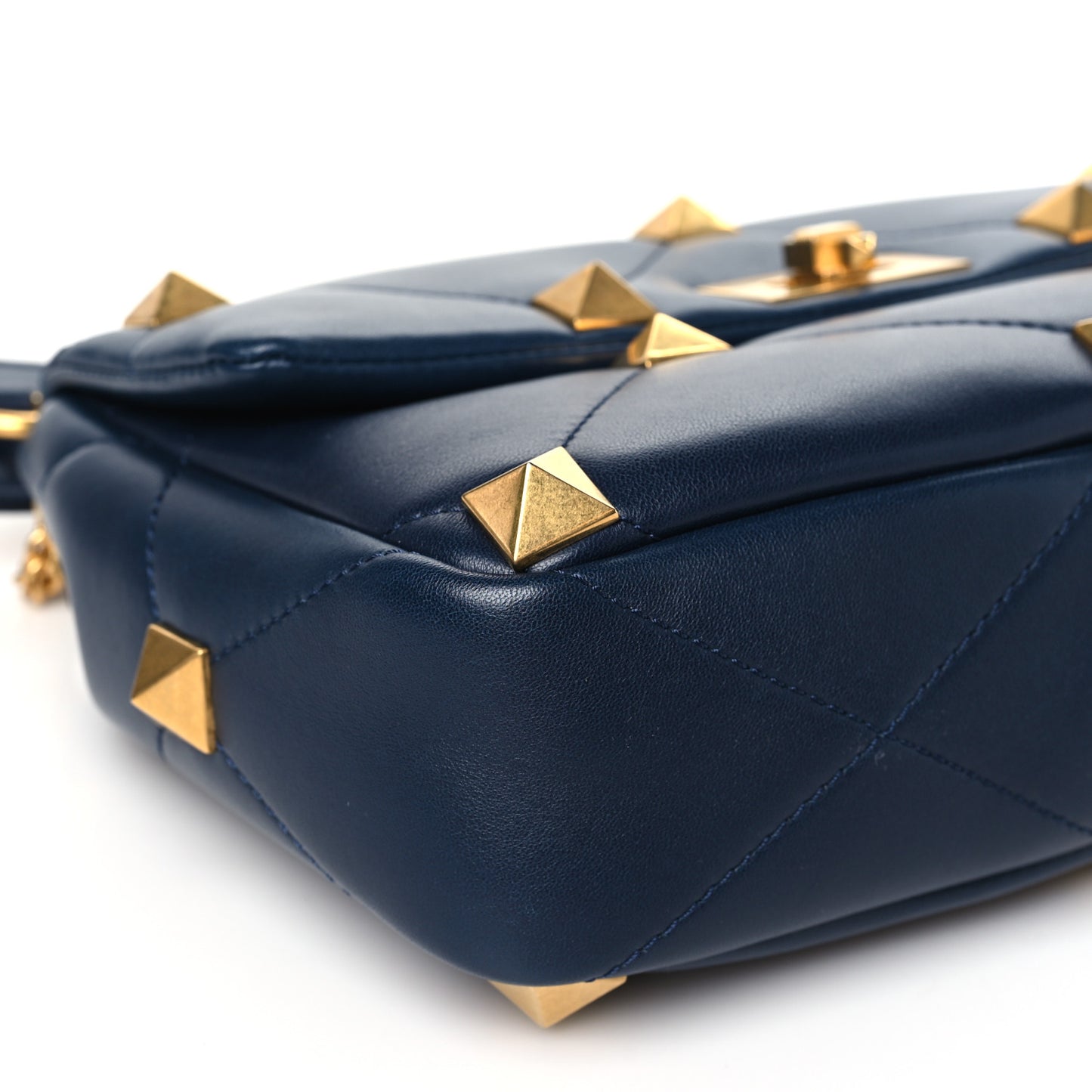 Nappa Large Roman Stud Shoulder Bag Marine