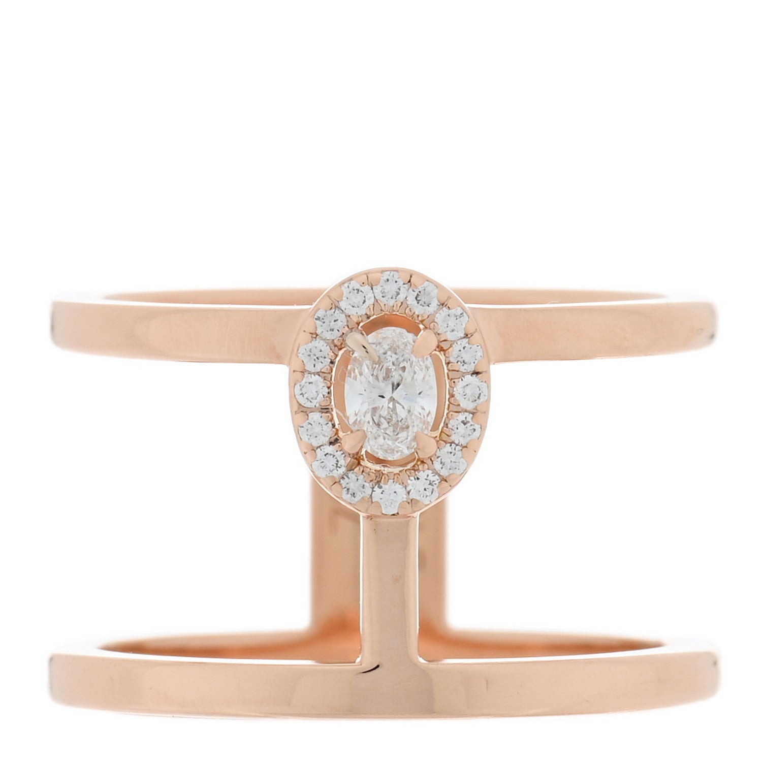 Messika 18K Pink Gold Diamond Glamazone 2 Row Ring 49 5 1 of 4