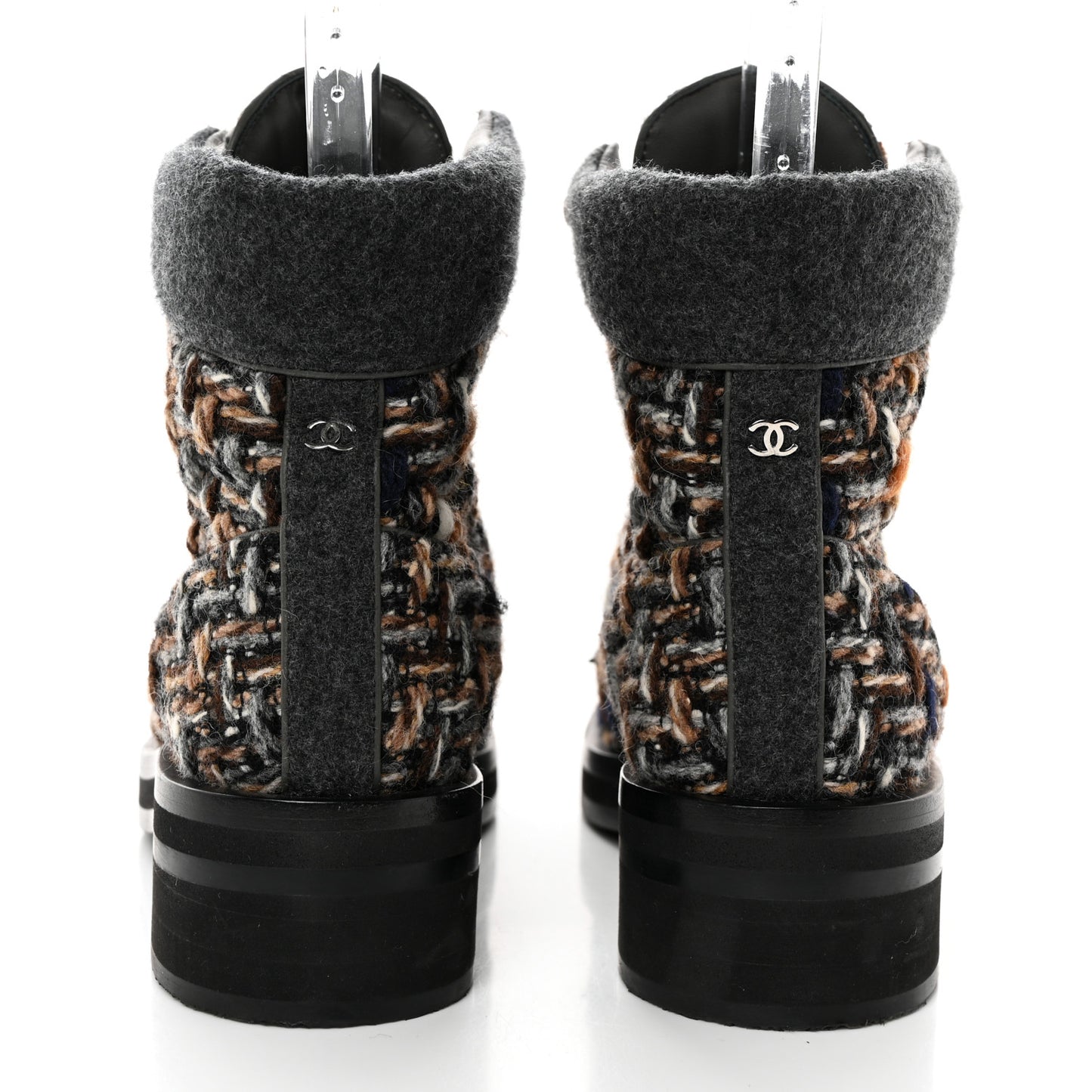 Tweed Lace Up Short Boots 38 Green Brown Black