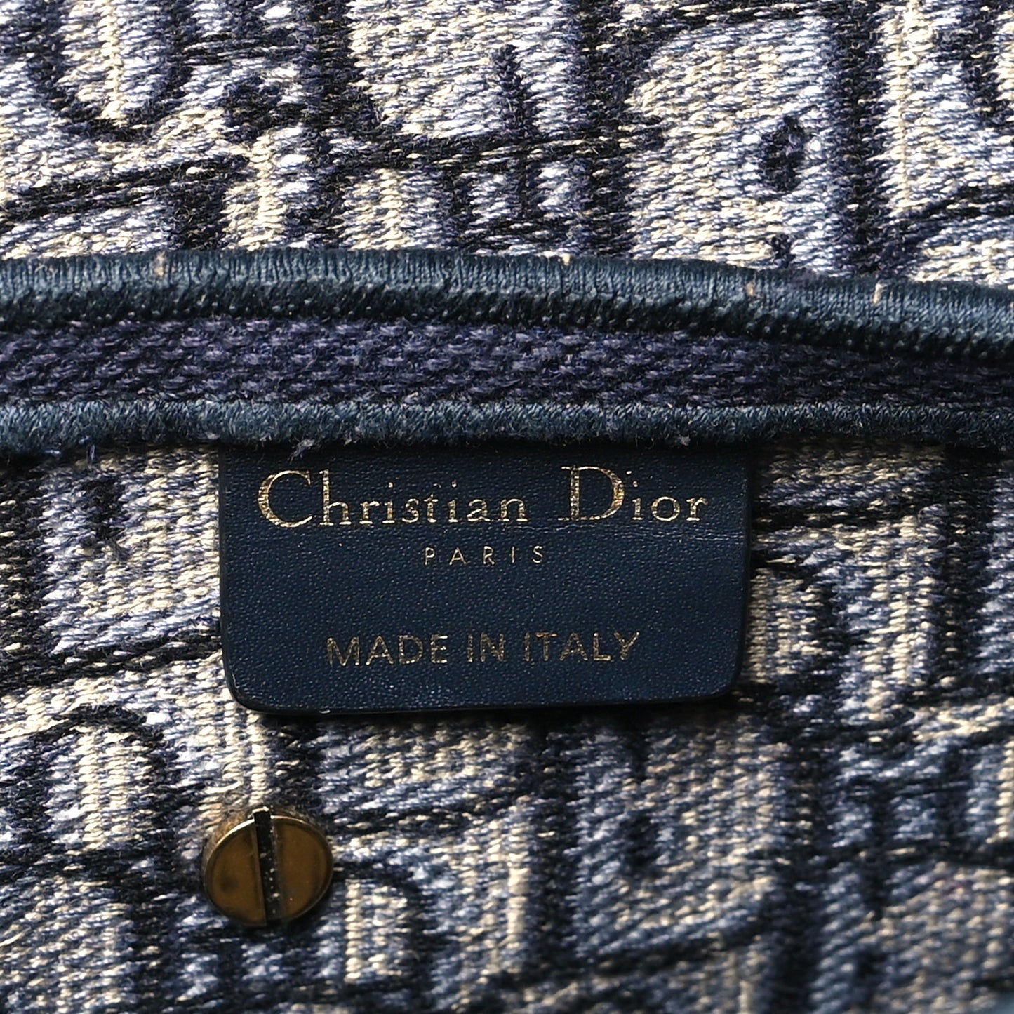Oblique Embroidered Saddle Bag Blue