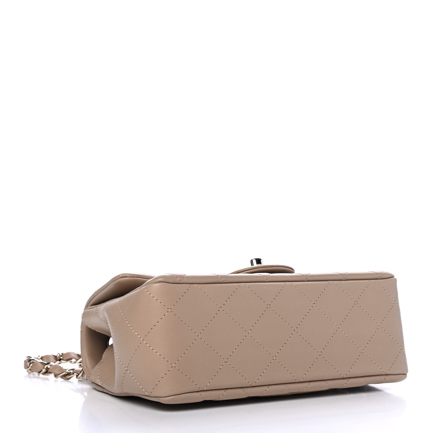 Chanel Lambskin Quilted Mini Rectangular Flap Dark Beige 3 of 4