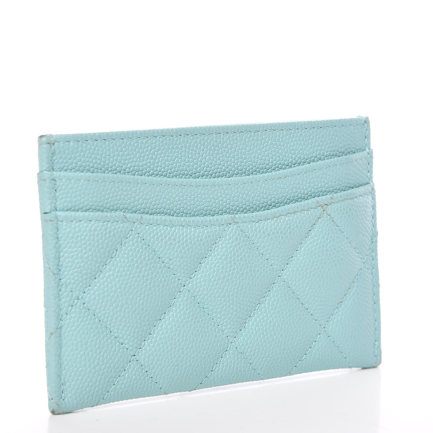 Caviar Quilted Card Holder Light Blue