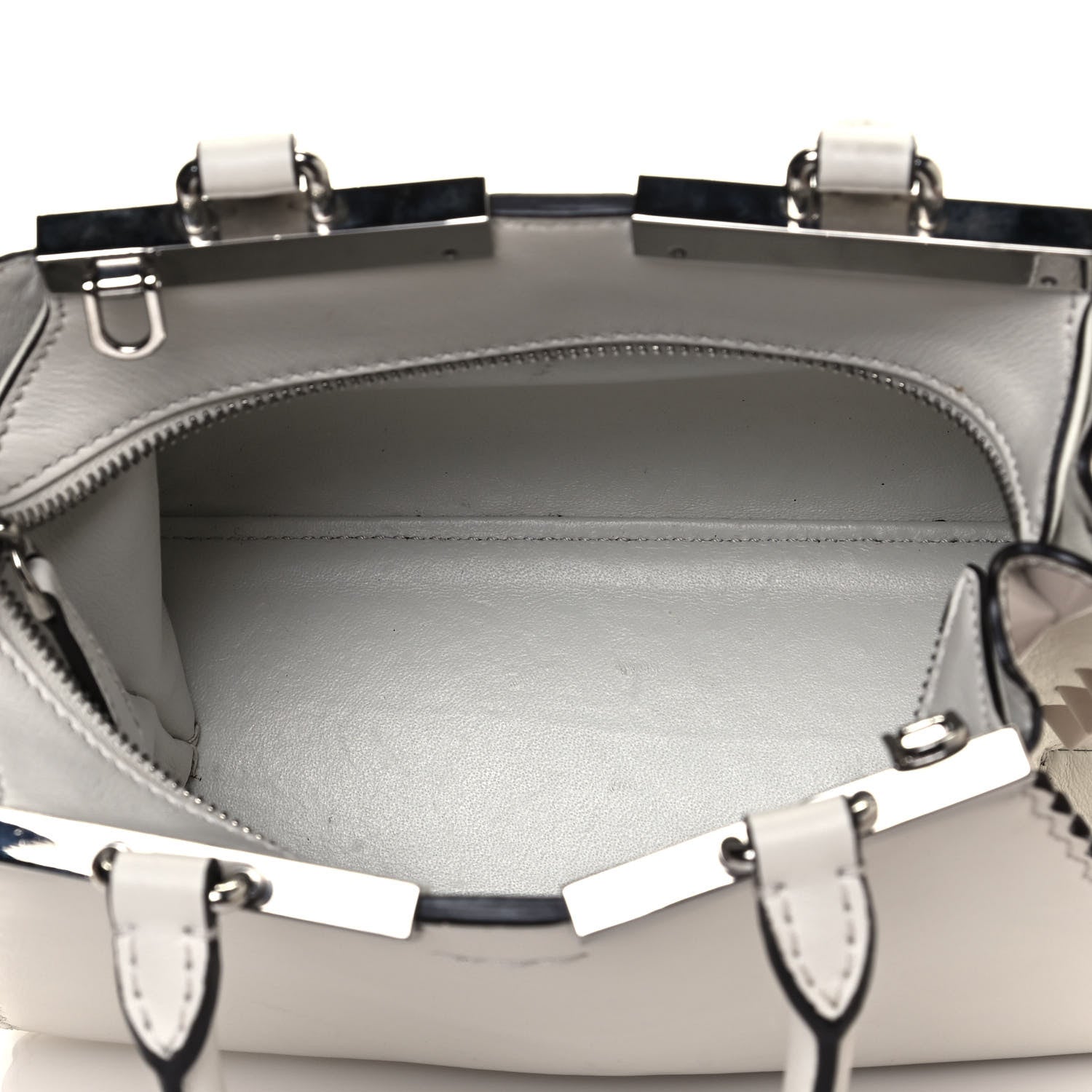 Fendi Vitello Dolce Scalloped Studded Mini 3Jours Tote White Ice Nuvola 5 of 18