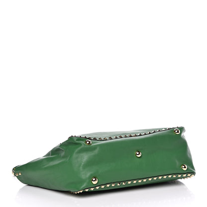Valentino Garavani Vitello Medium Rockstud Tote Green 4 of 10