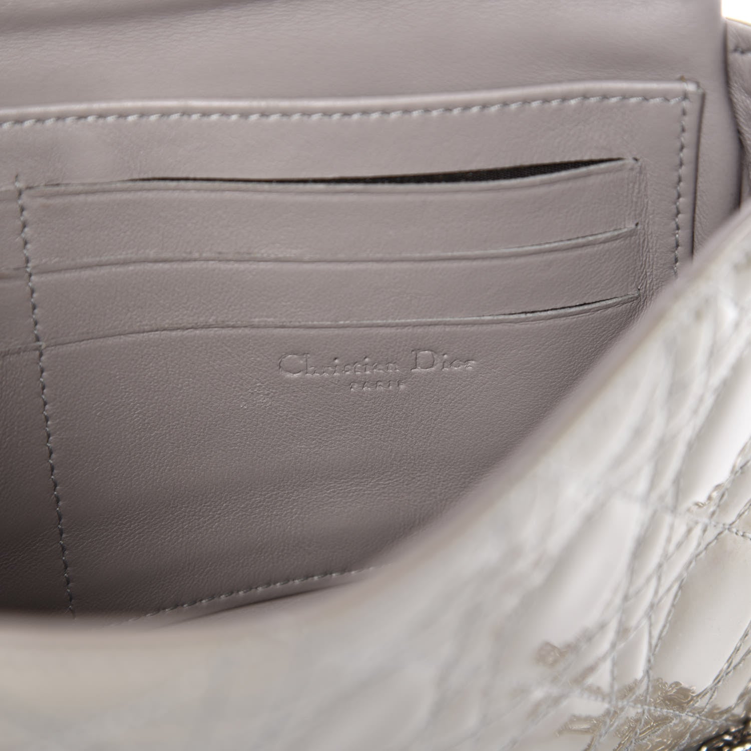 Christian Dior Patent Cannage New Lock Pouch Grey 8 of 9