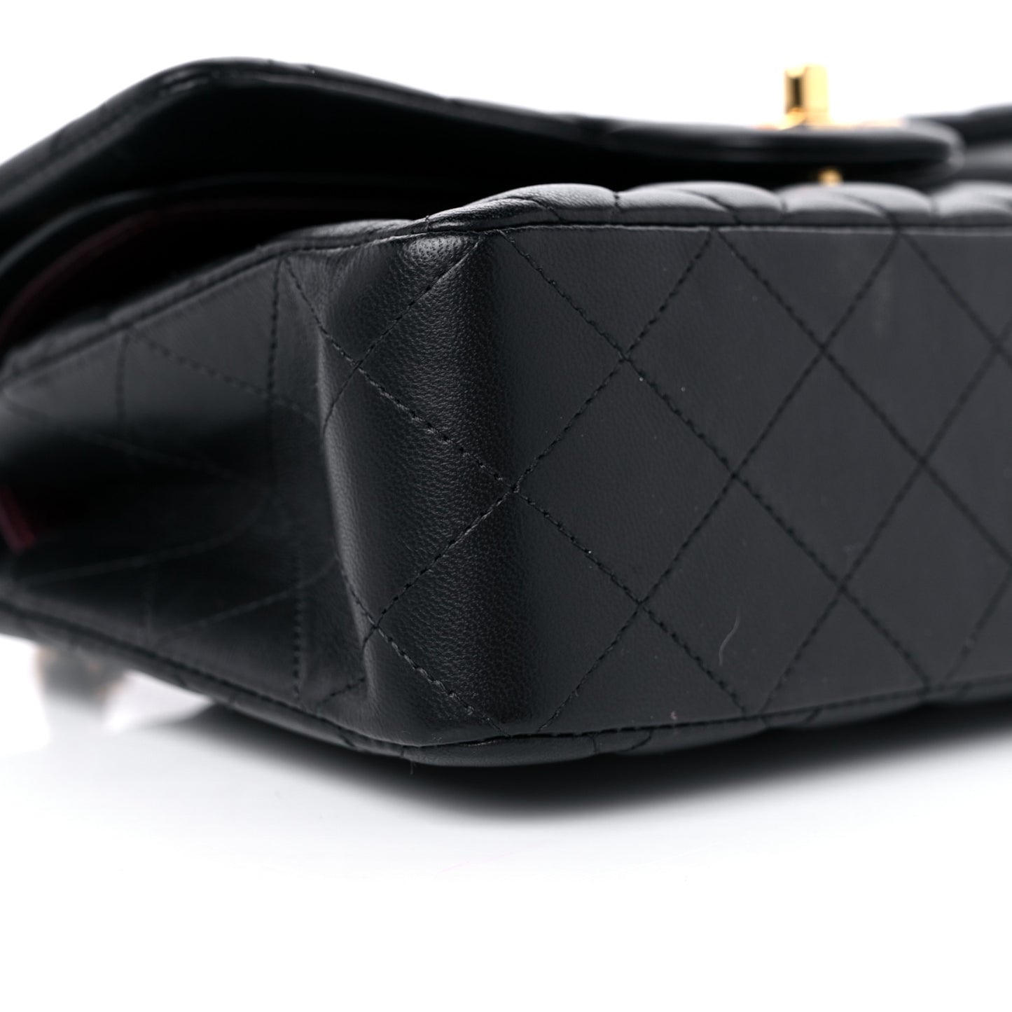 Lambskin Quilted Small Double Flap Black