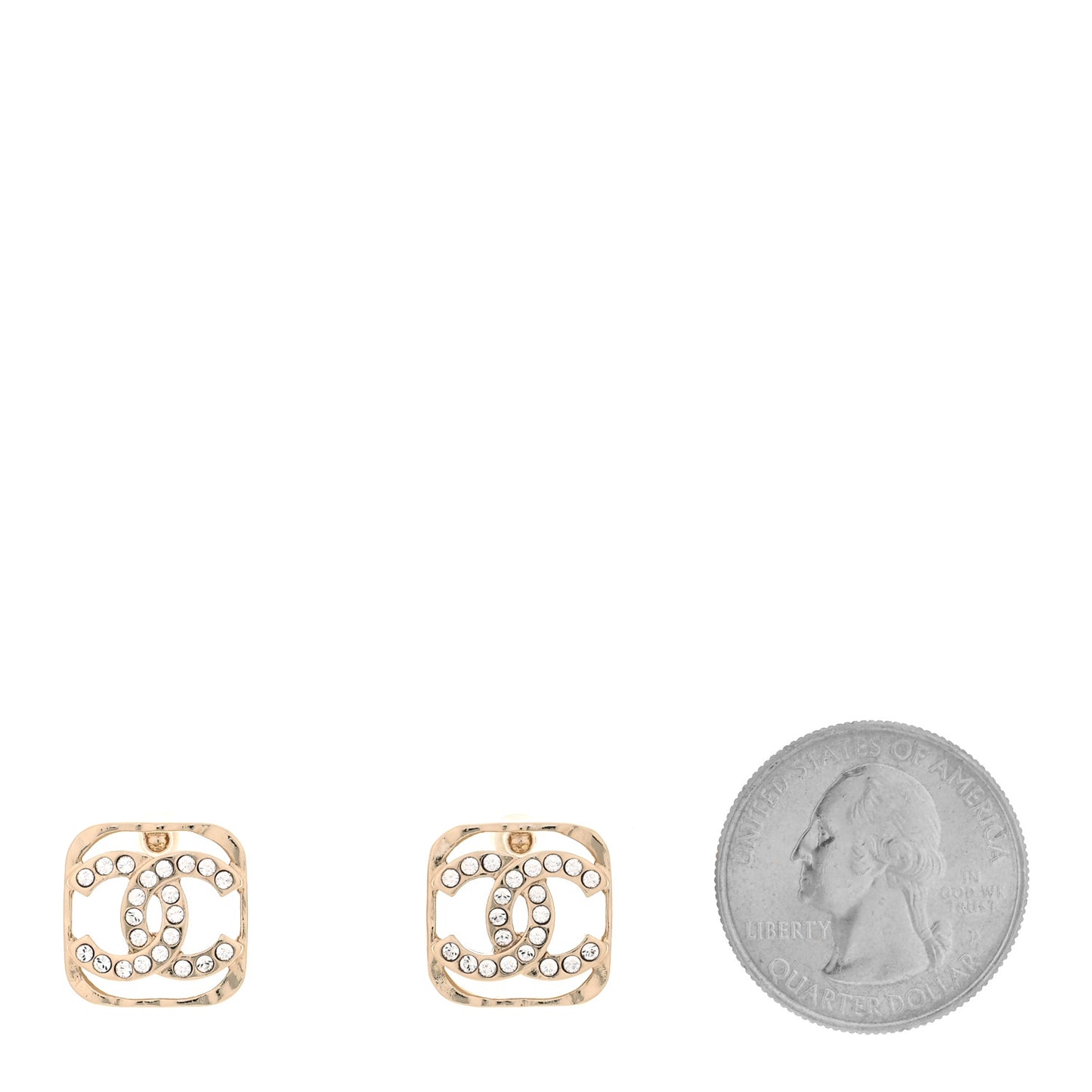 Crystal Square CC Earrings Gold