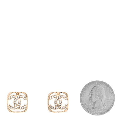 Chanel Crystal Square CC Earrings Gold 2 of 5