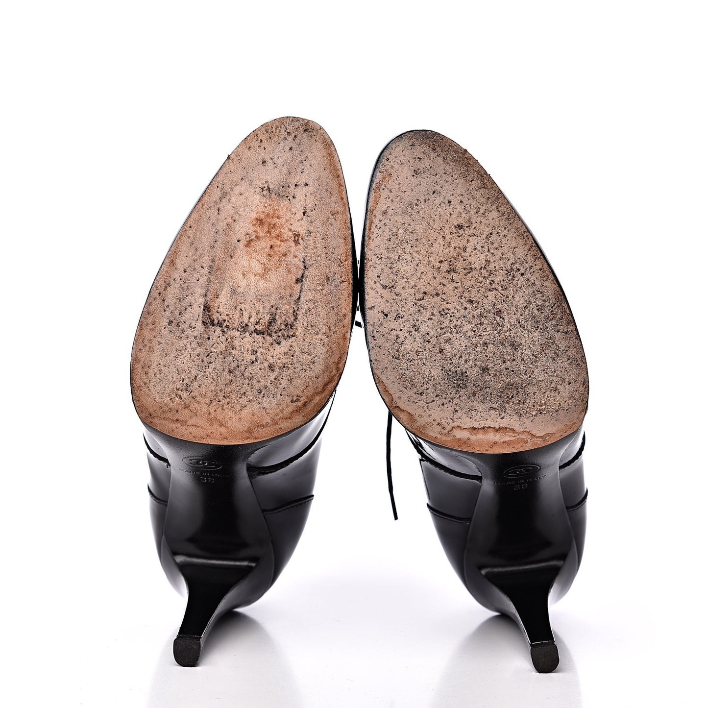 Patent Calfskin Oxford Lace Up Ankle Booties 38 Black