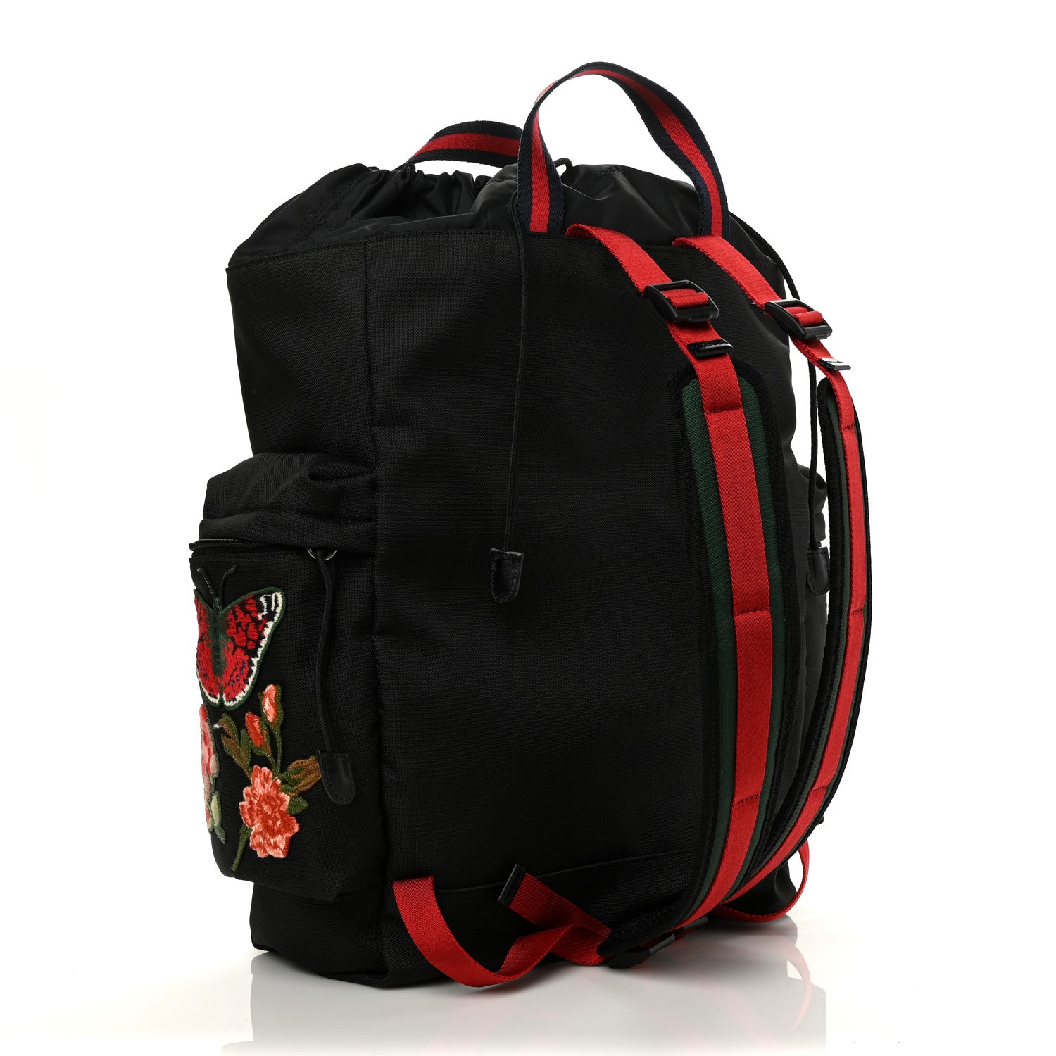 Gucci Techno Canvas Web L'Aveugle Par Amour Embroidered Drawstring Backpack Black 3 of 11