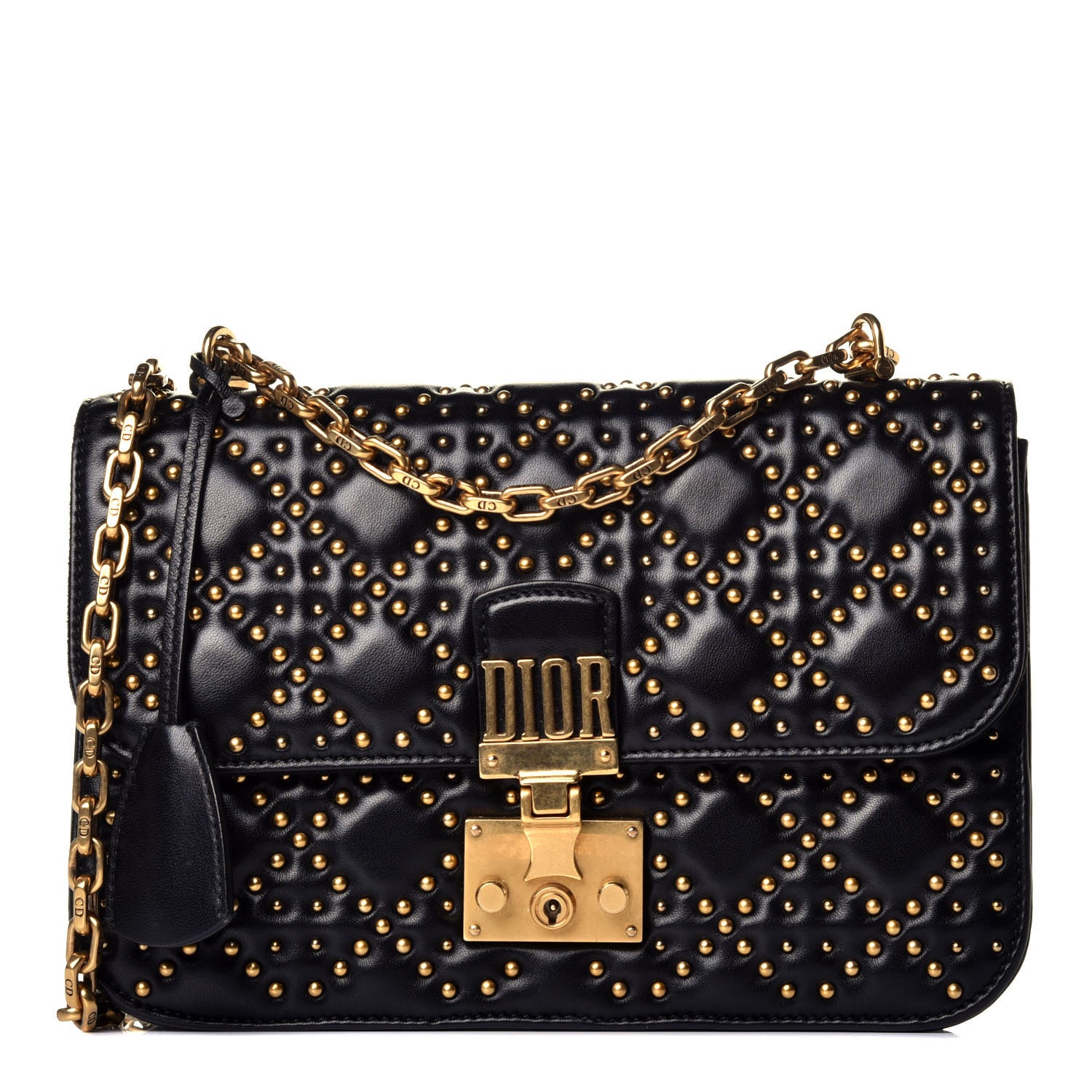 Christian Dior Lambskin Cannage Studded Large Dioraddict Flap Bag Black 1 of 8