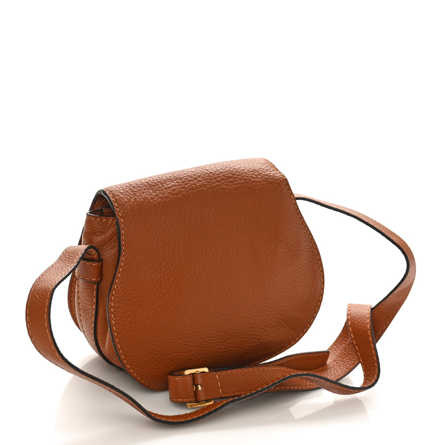 Grained Calfskin Small Marcie Saddle Bag Tan