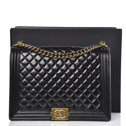 Chanel Glazed Calfskin Quilted Large Boy Flap Black 14 of 14
