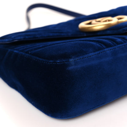 Gucci Velvet Matelasse Medium GG Marmont Shoulder Bag Cobalt Blue 8 of 9