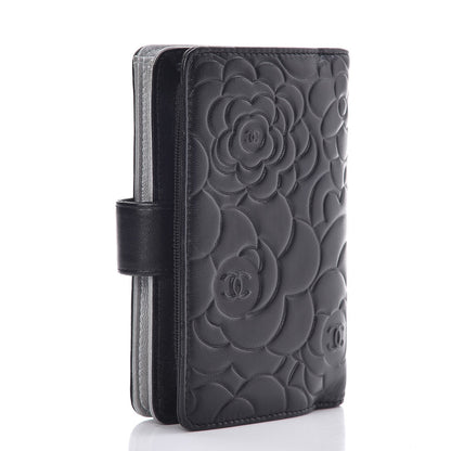Chanel Lambskin Camellia Embossed Zipped Pocket Wallet Black 3 of 9