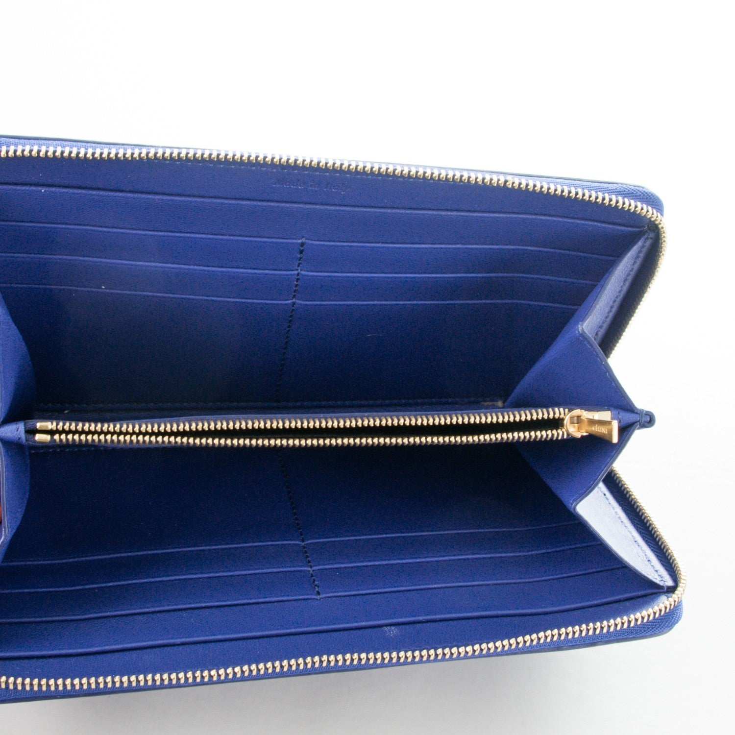 Celine Lambskin Large Zip Around Multifunction Wallet Indigo Tan 5 of 9