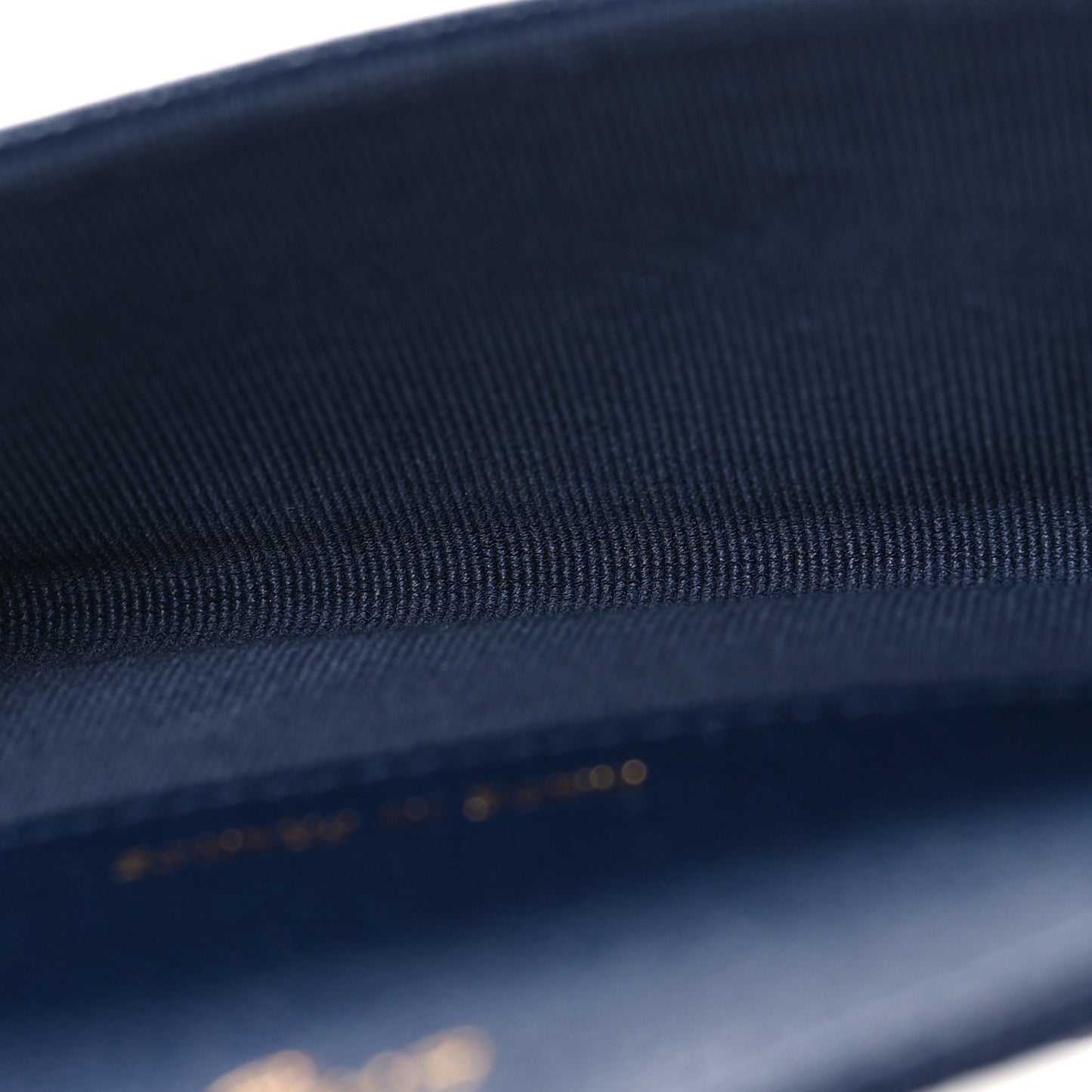 Caviar Quilted Flap Card Holder Wallet Navy Blue