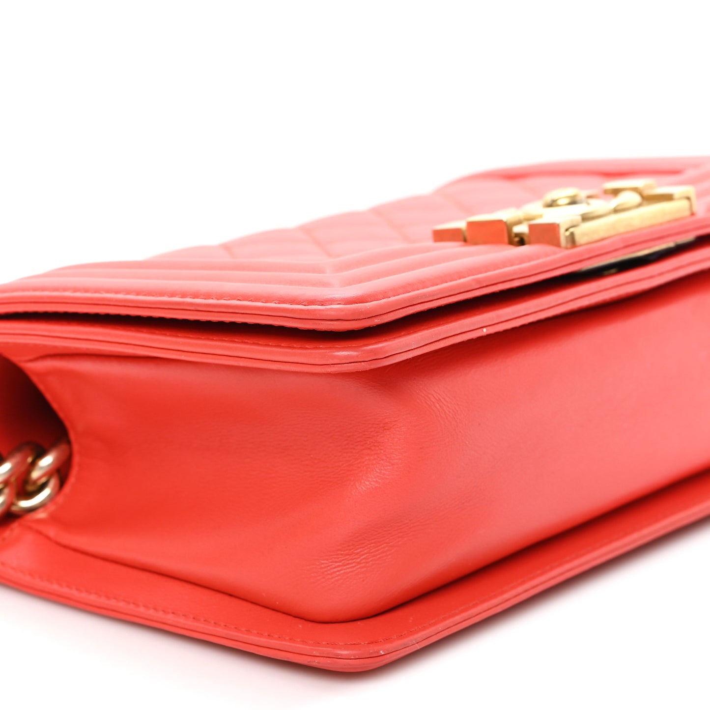 Lambskin Quilted Small Boy Flap Red
