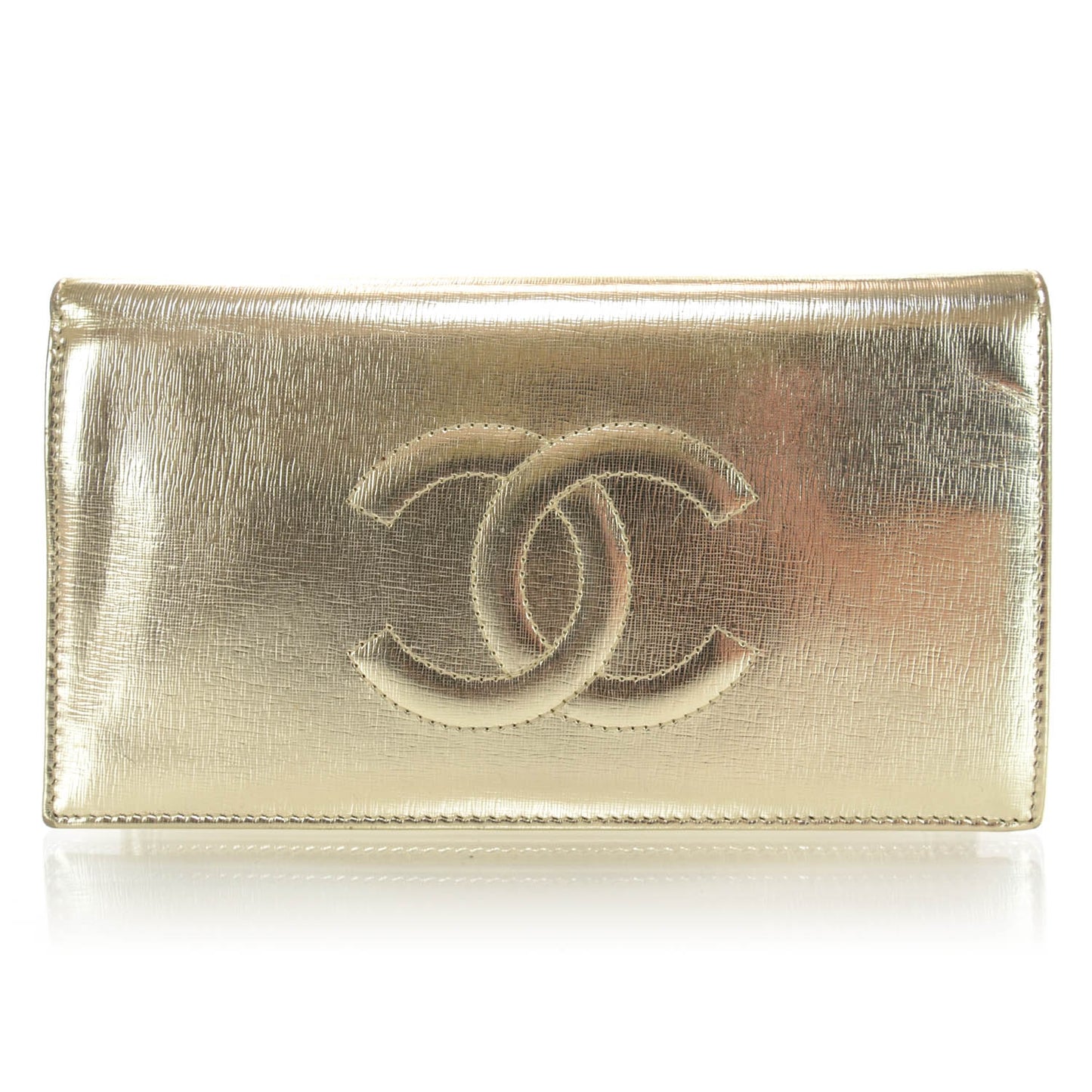 Metallic Calfskin Yen Wallet Gold