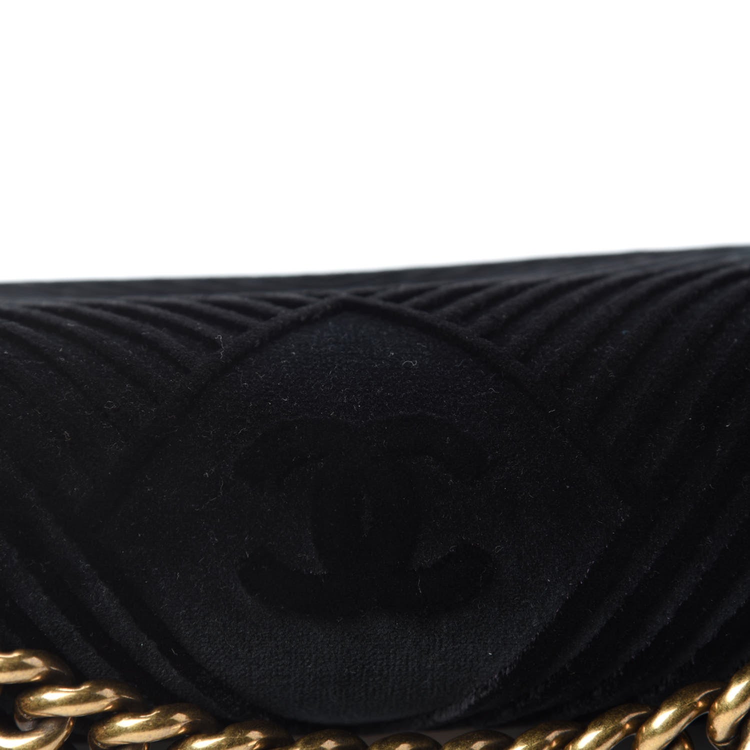 Chanel Velvet Chevron Quilted Small Boy Flap Black 8 of 15