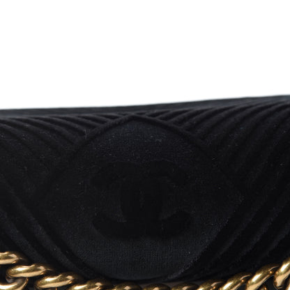 Chanel Velvet Chevron Quilted Small Boy Flap Black 8 of 15