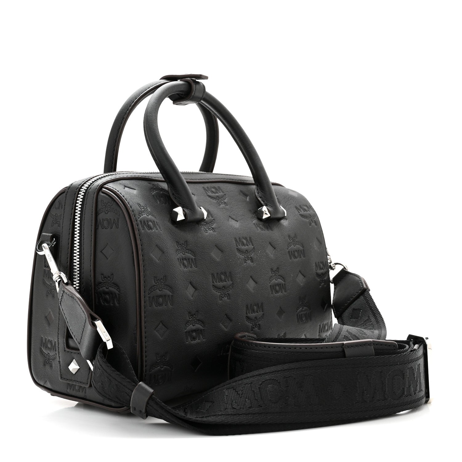 MCM Calfskin Ottomar Monogram Essential Boston Bag Black 3 of 10