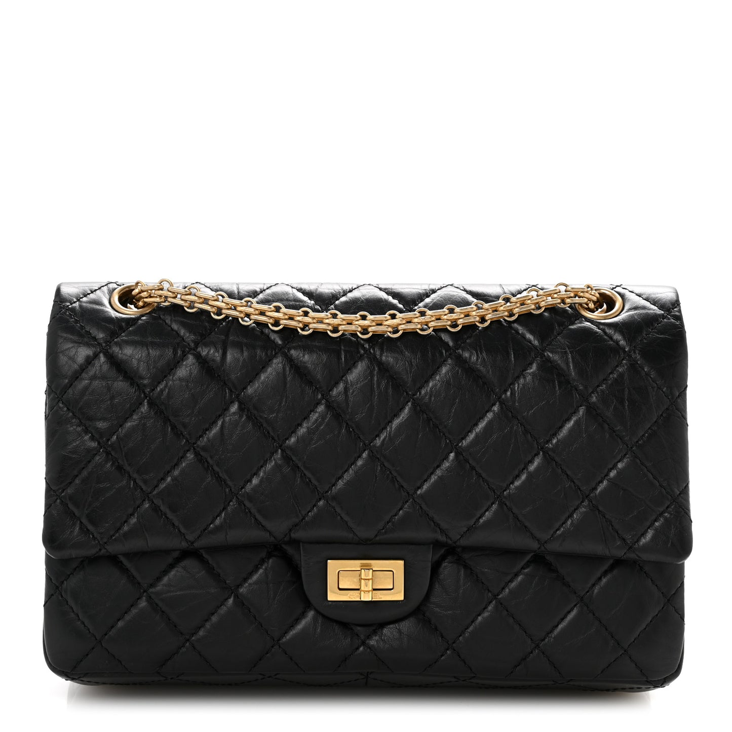 Aged Calfskin Quilted 2.55 Reissue 226 Flap Black