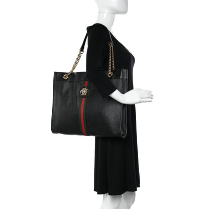 Gucci Calfskin Large Rajah Chain Tote Black 2 of 10