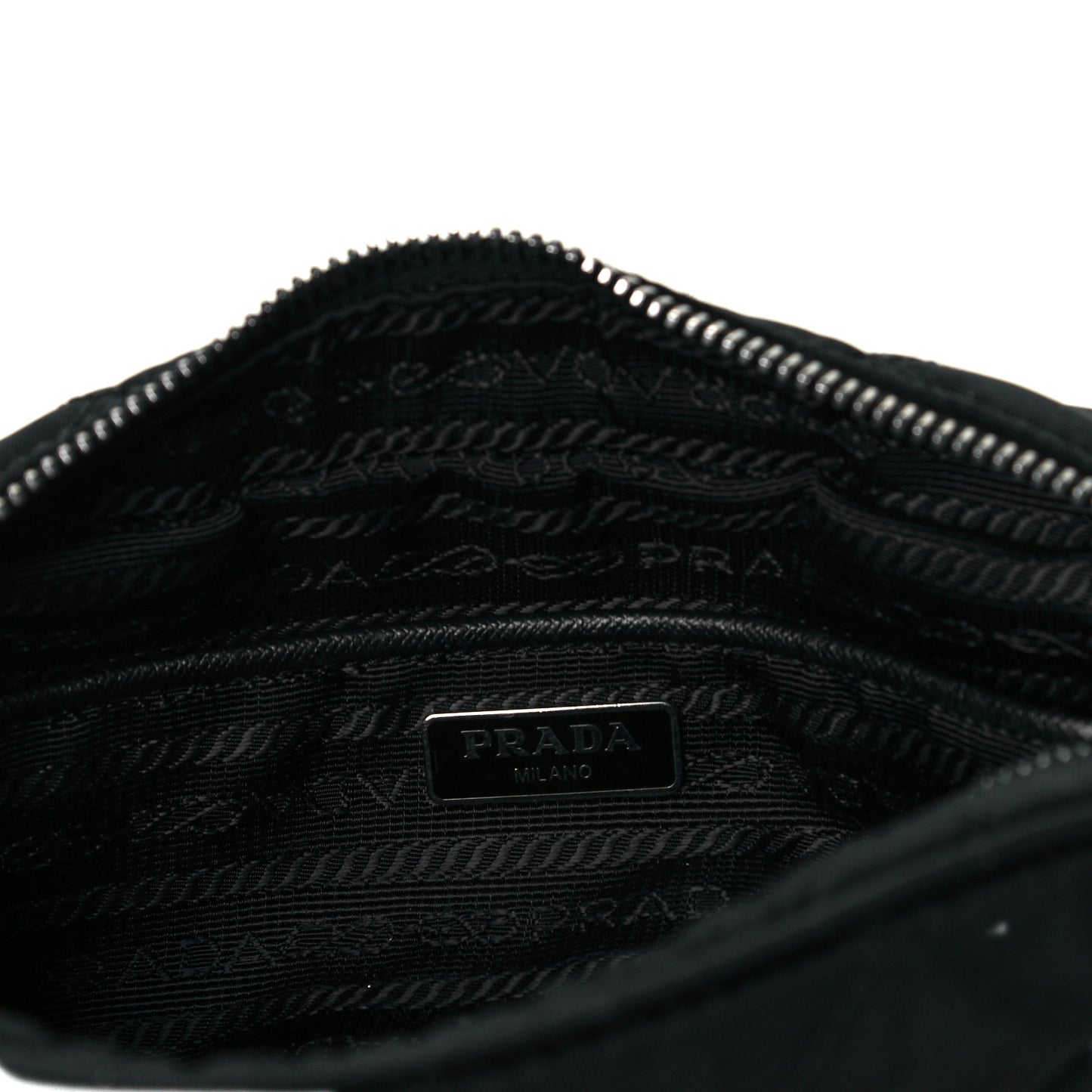 Nylon Tessuto Impuntu Quilted Chain Crossbody Black