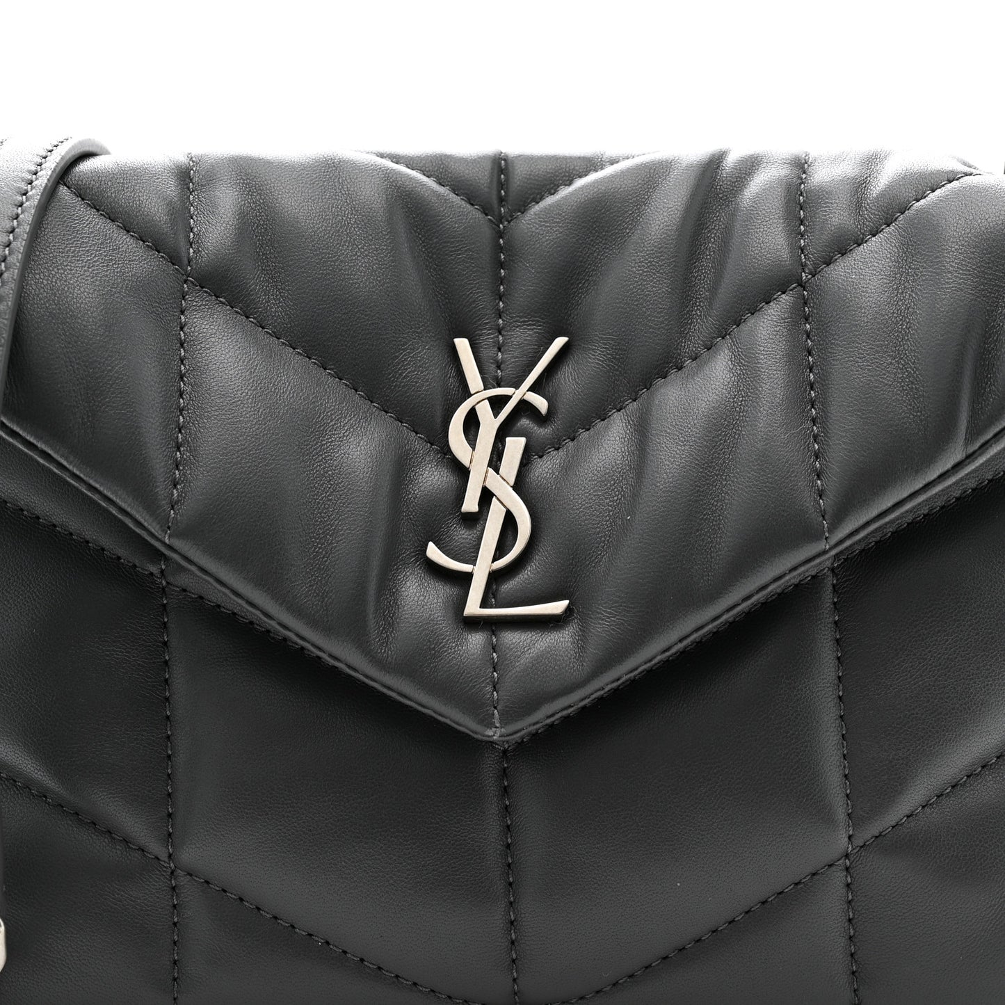 Lambskin Quilted Toy Loulou Puffer Monogram Chain Satchel Storm