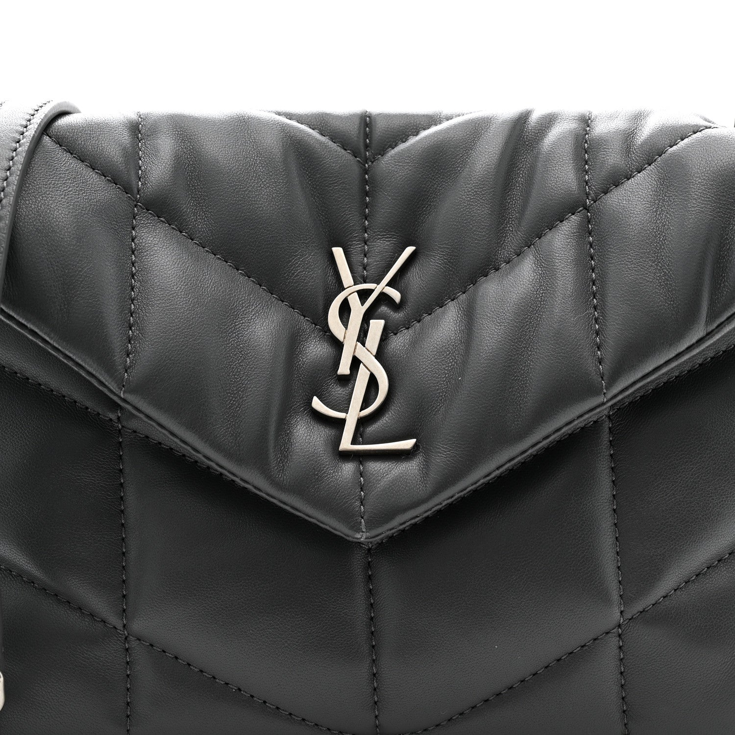 Saint Laurent Lambskin Quilted Toy Loulou Puffer Monogram Chain Satchel Storm 9 of 12