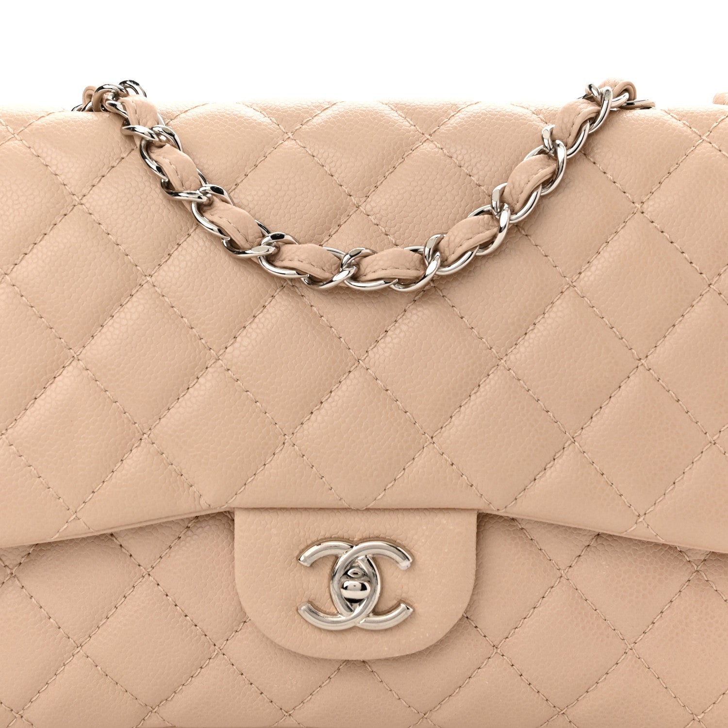 Chanel Caviar Quilted Jumbo Single Flap Ecru 8 of 10