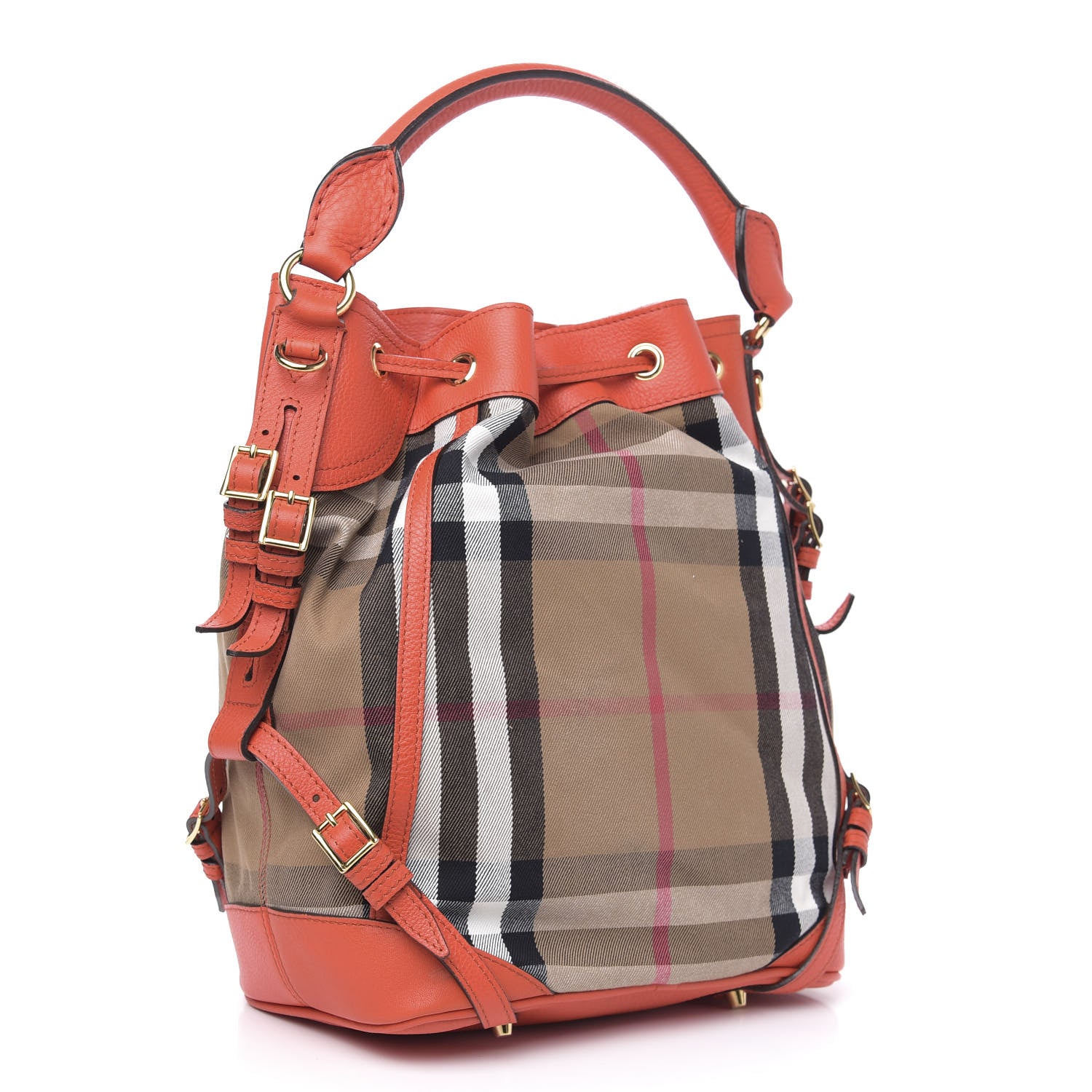 Burberry House Check Drawstring Hobo Orange 3 of 11