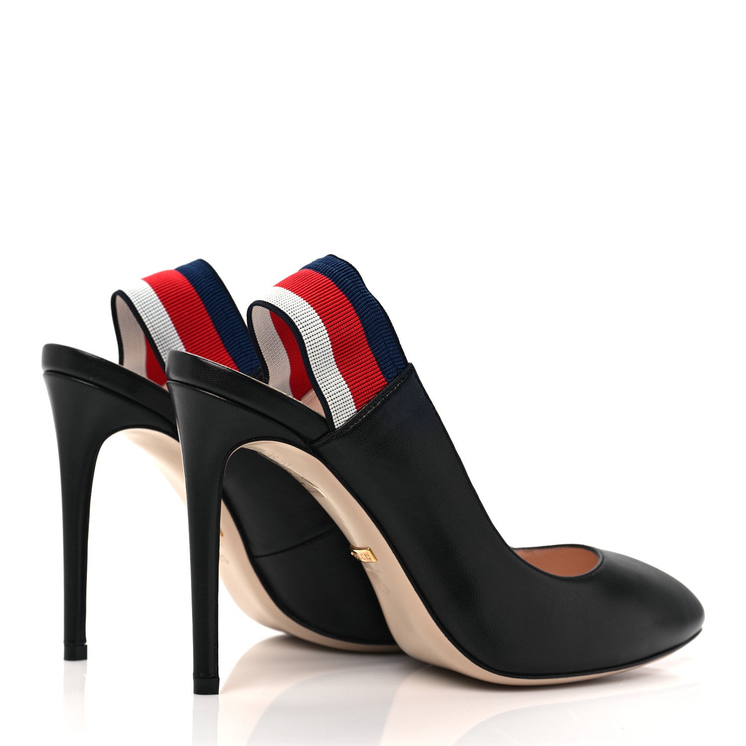 Gucci Malaga Kid Web Sylvie High Heel Slingback Pumps 38.5 Black 4 of 10