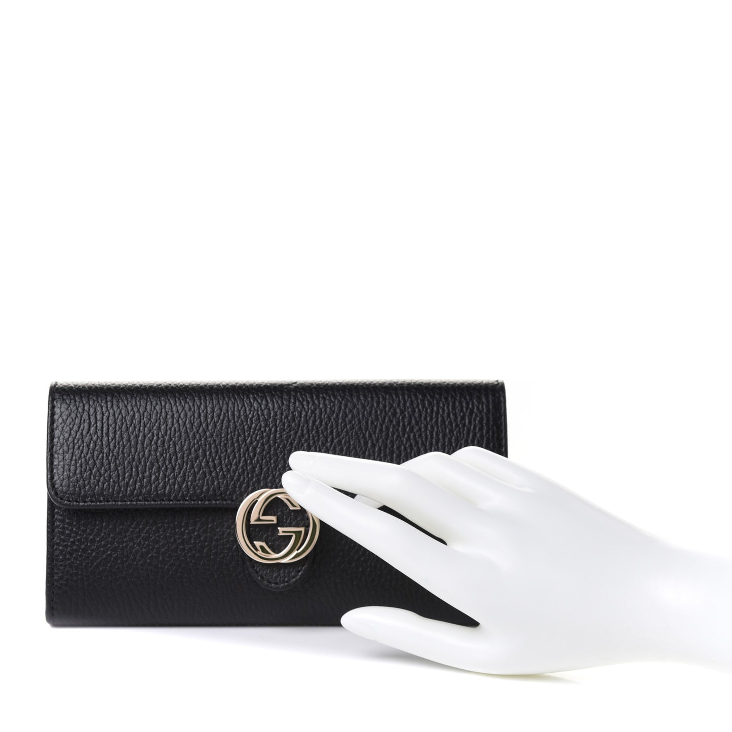 Dollar Calfskin Interlocking G Continental Wallet Black