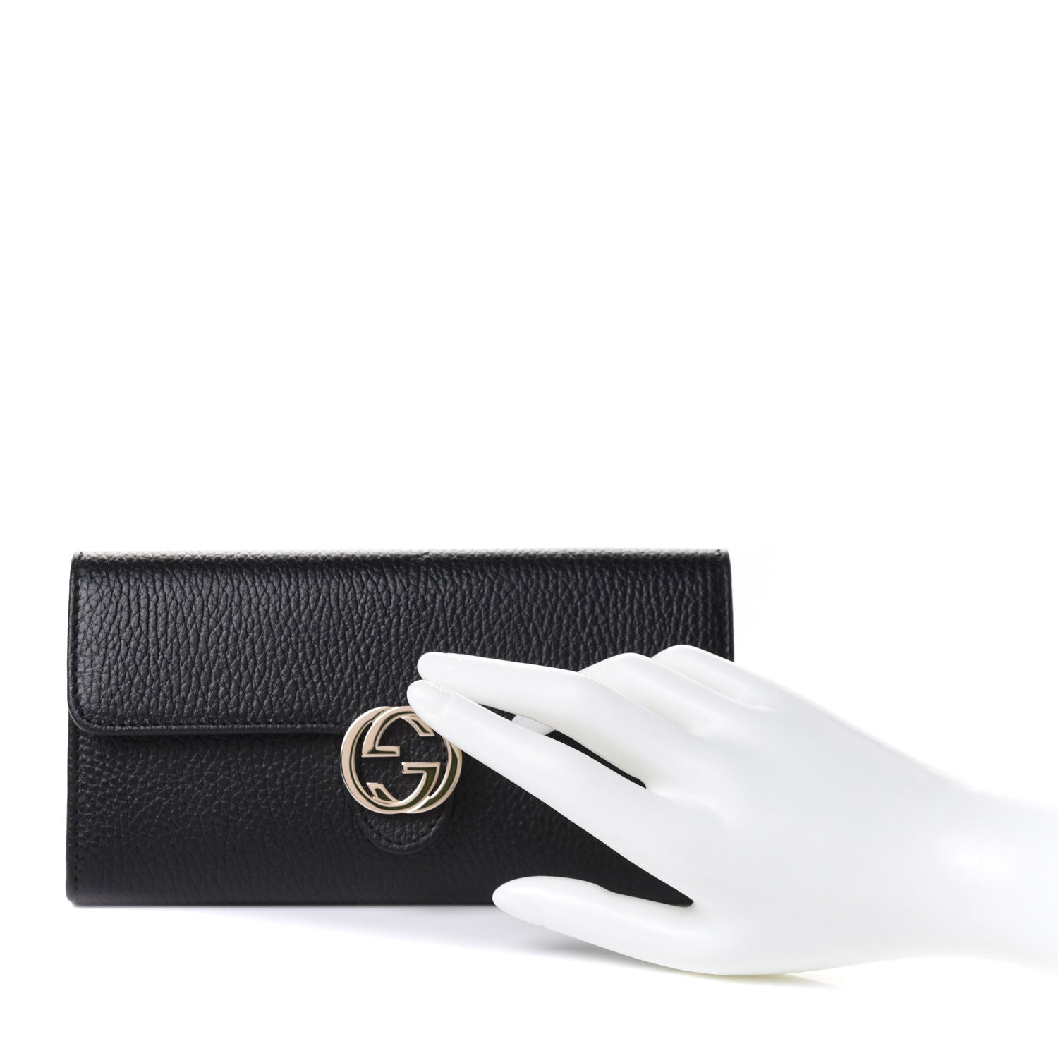 Gucci Dollar Calfskin Interlocking G Continental Wallet Black 2 of 9