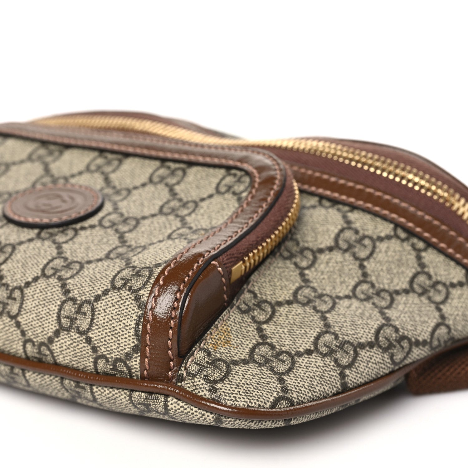 Gucci GG Supreme Monogram Textured Calfskin Retro Interlocking G Belt Bag Beige Ebony Brown Sugar 10 of 12
