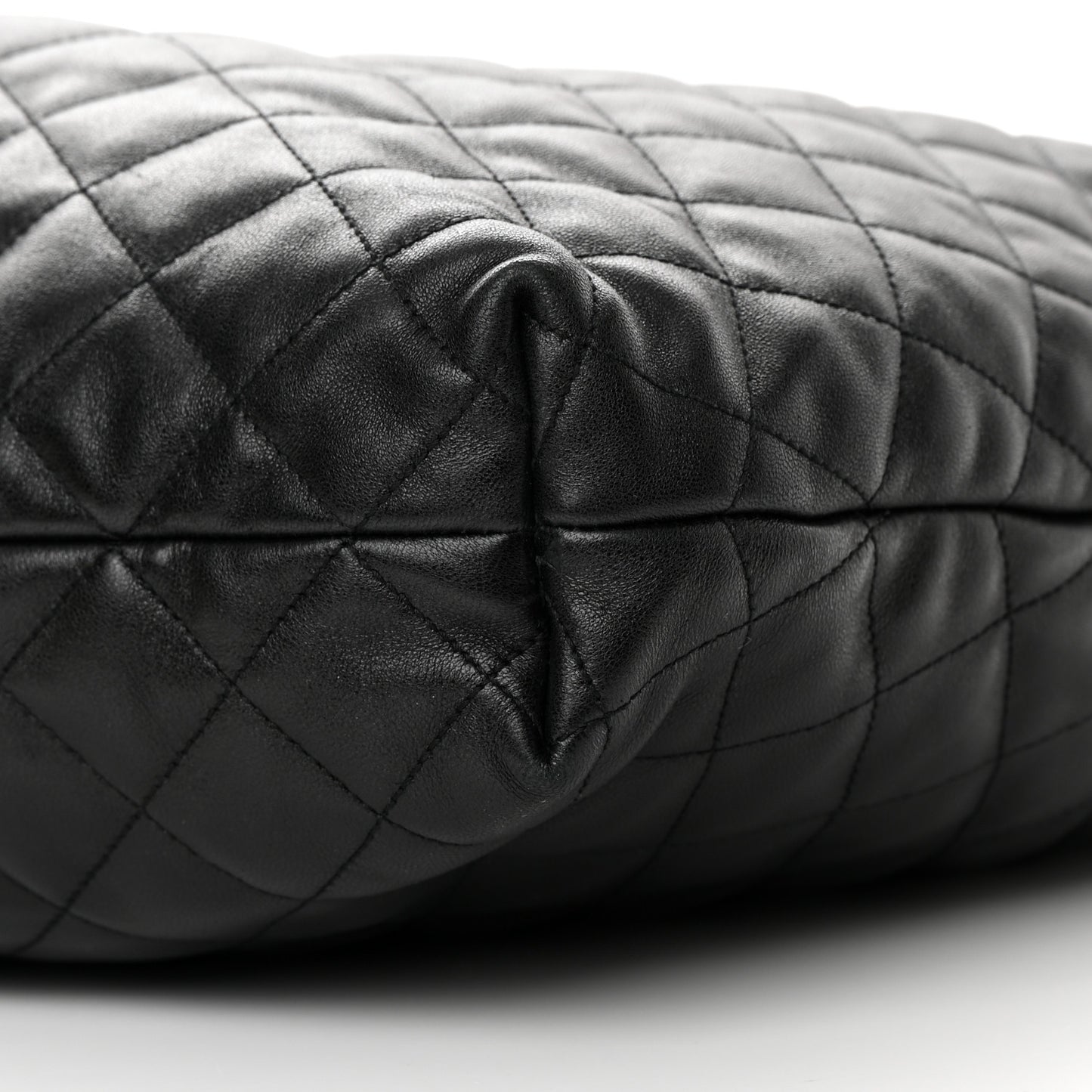 Lambskin Quilted Maxi Icare Shopping Tote Black