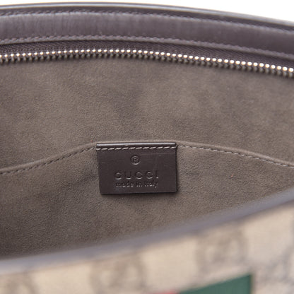 Gucci GG Supreme Monogram Selleria Calfskin Web New Web Cosmetic Case Beige Ebony Cocoa 5 of 8
