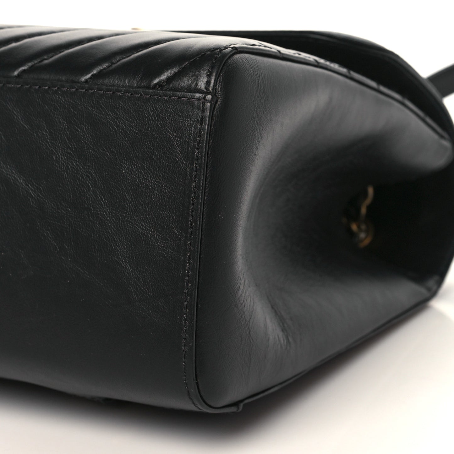 Aged Calfskin Chevron Quilted Backpack Black