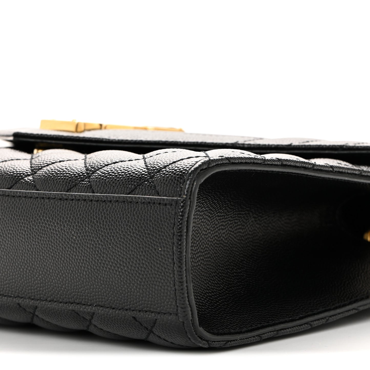 Grain De Poudre Textured Mixed Matelasse Triquilt Medium Monogram Satchel Black