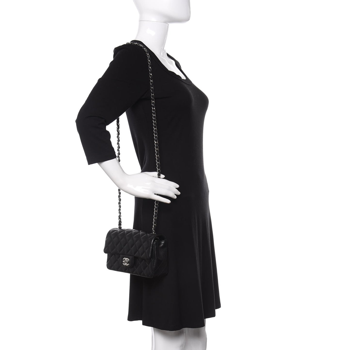 Lambskin Quilted Mini Rectangular Flap Black