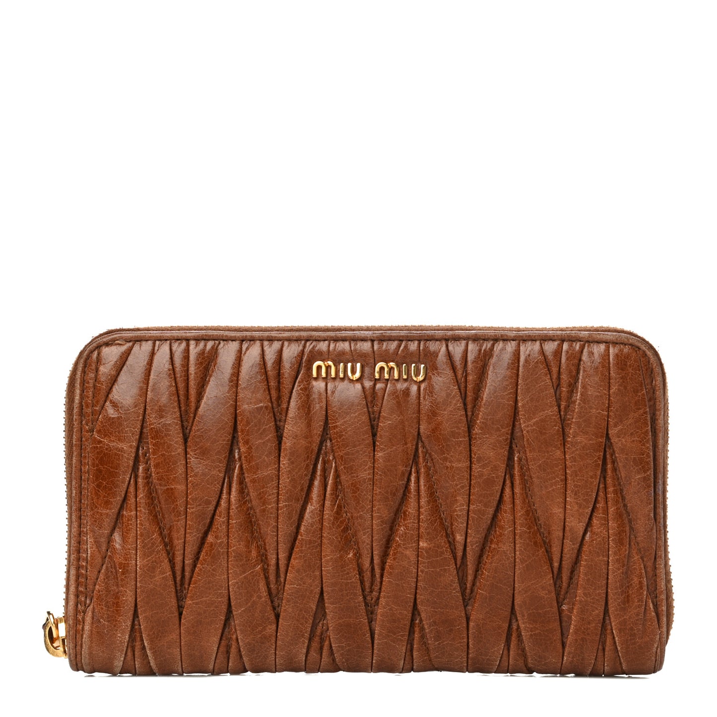Matelasse Zip Around Wallet Brown