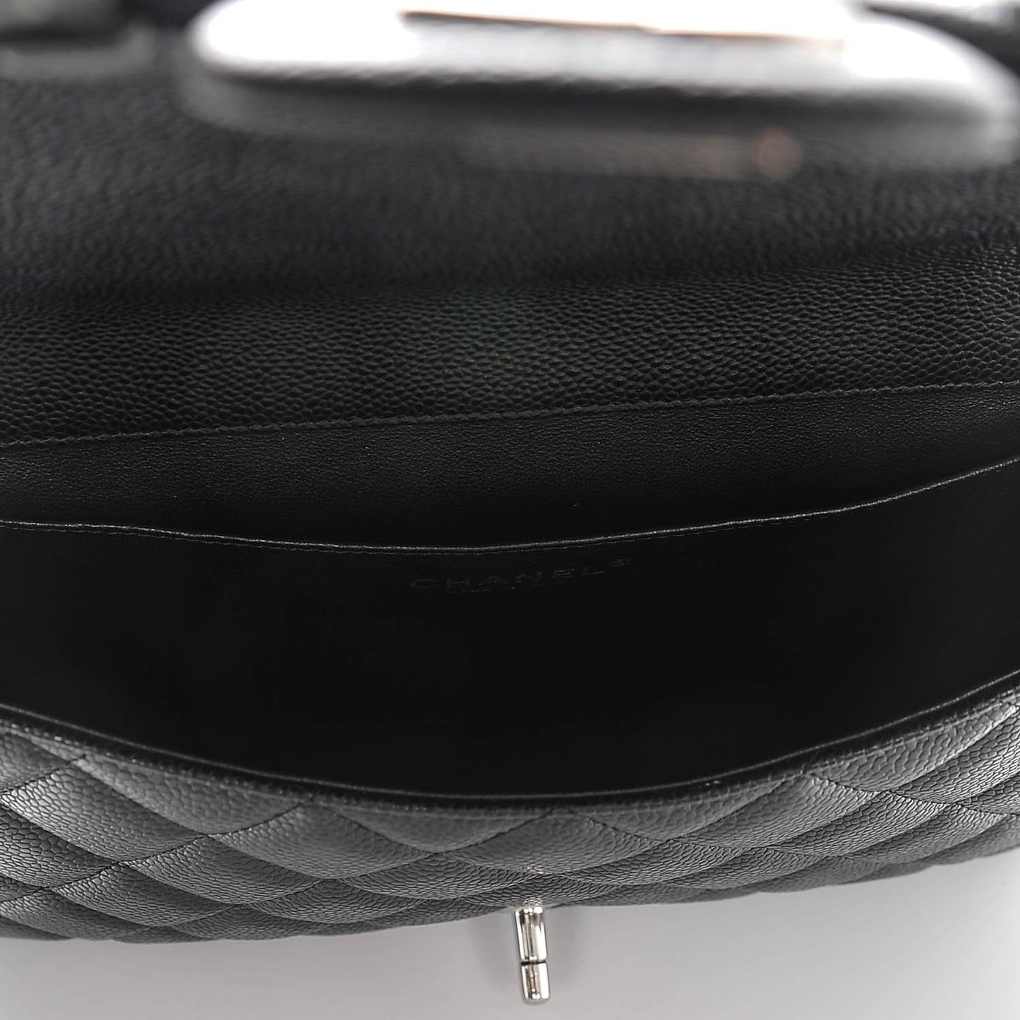 Caviar Quilted Clutch With Chain Flap Black