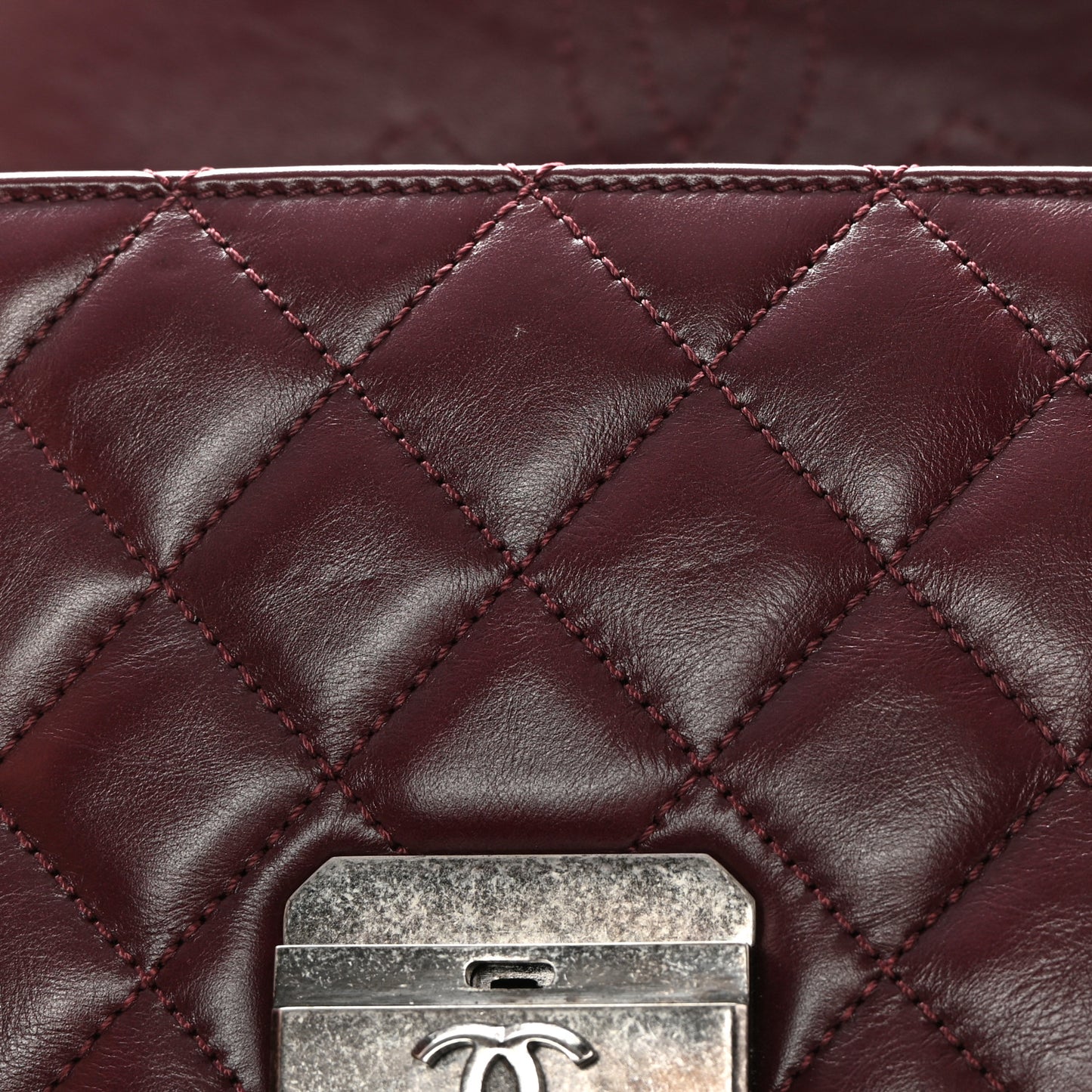 Calfskin Quilted Mad About Quilting Medium Flap Burgundy