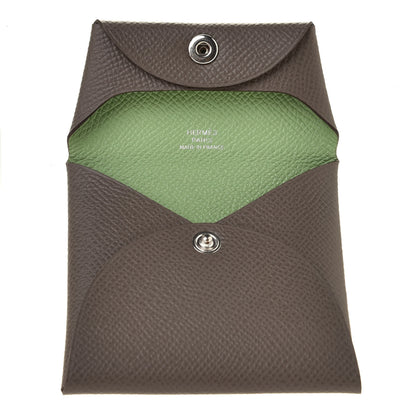 Hermes Epsom Bastia Verso Coin Purse Gris Etain Vert Criquet 5 of 6