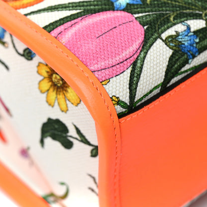 Gucci Canvas Medium Flora Tote White Multicolor Orange Fluo 10 of 13