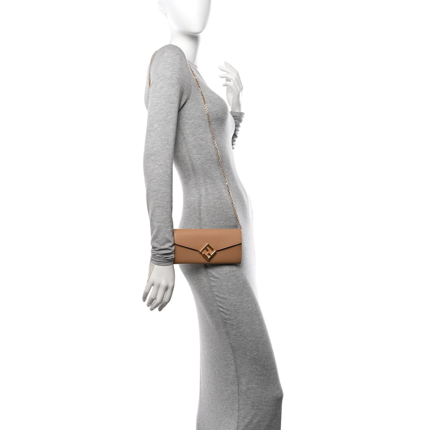 Vitello King Cruise FF Diamonds Continental Envelope Wallet On Chain Miele